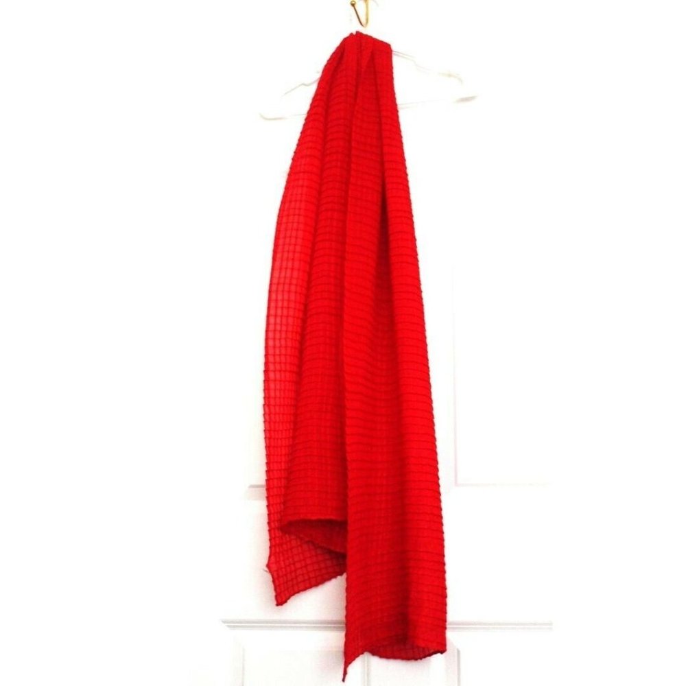 Women's Red Waffle Scarf Popcorn Stretch Gauze Valentine's day